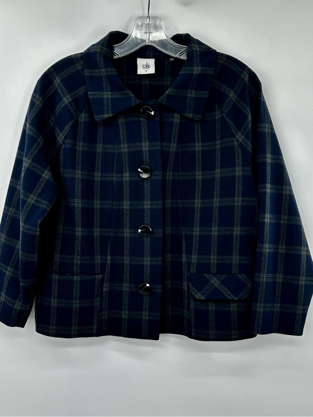 Cabi Blue Green Connery plaid Jacket size M style 3551